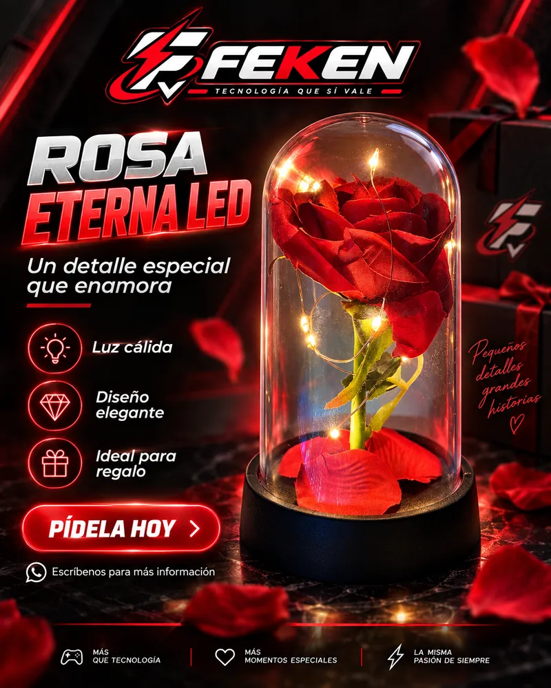 Rosa Eterna en Cúpula de Cristal con Luces LED
