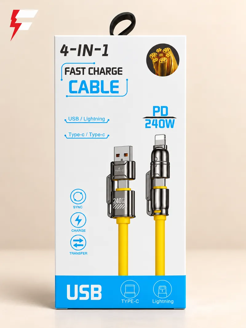 Cable de Carga Rápida 4 en 1 USB-C y Lightning