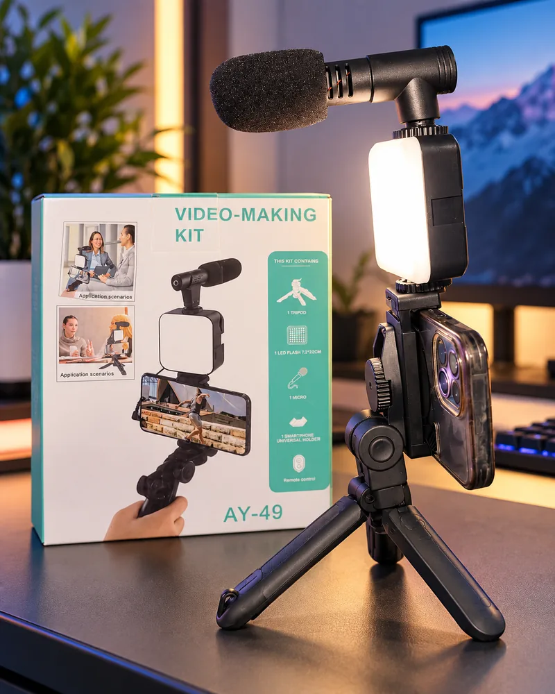 Kit de Grabación y Video para Celular con Luz RGB y Micrófono AY-49RGB